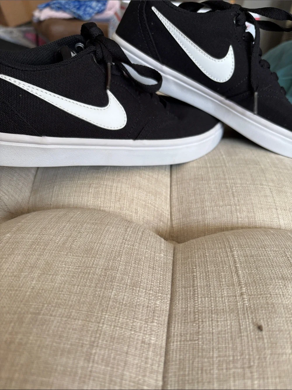 Nike SB Check Black Sneakers with White Swoosh - Picture 1 of 7